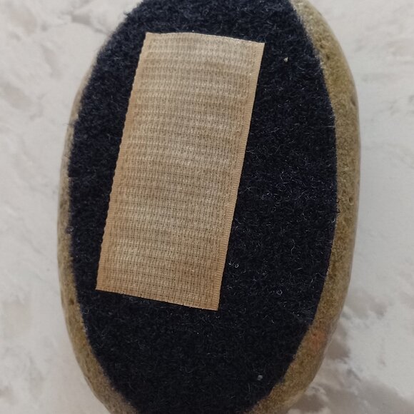 Orginal Hand Painted River Rock Indigenous Work of Stone Art Buffalo & Male Face - Picture 4 of 6